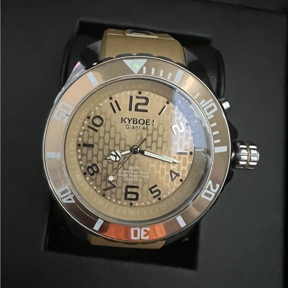 48mm Watch Stainless Steel Golden Silicone Band KYBOE! Power Japanese Movement - Picture 2 of 5
